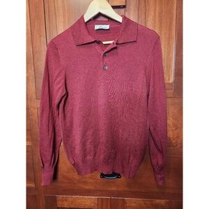 Robinsons Sweater Maroon Knit Collared Long Sleeve Made in Italy Size M Vintage!